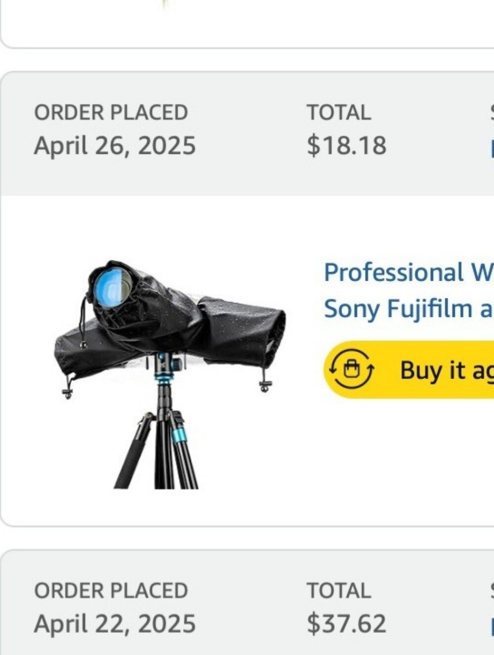 Universal Camera Rain Cover - Black